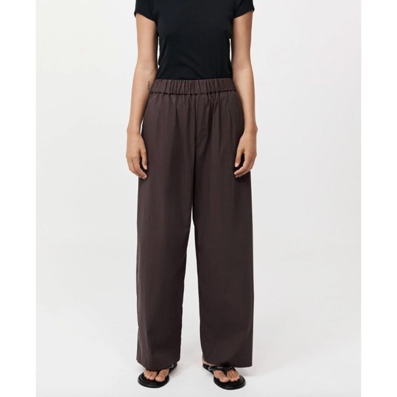 St. Agni Pants - ST. AGNI Relaxed Balloon Wide Leg Trouser Pants in Chocolate Brown